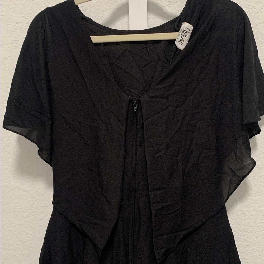 Vintage Gilberti Black Tiered Floral Embroidered Dress - Picture 5 of 10